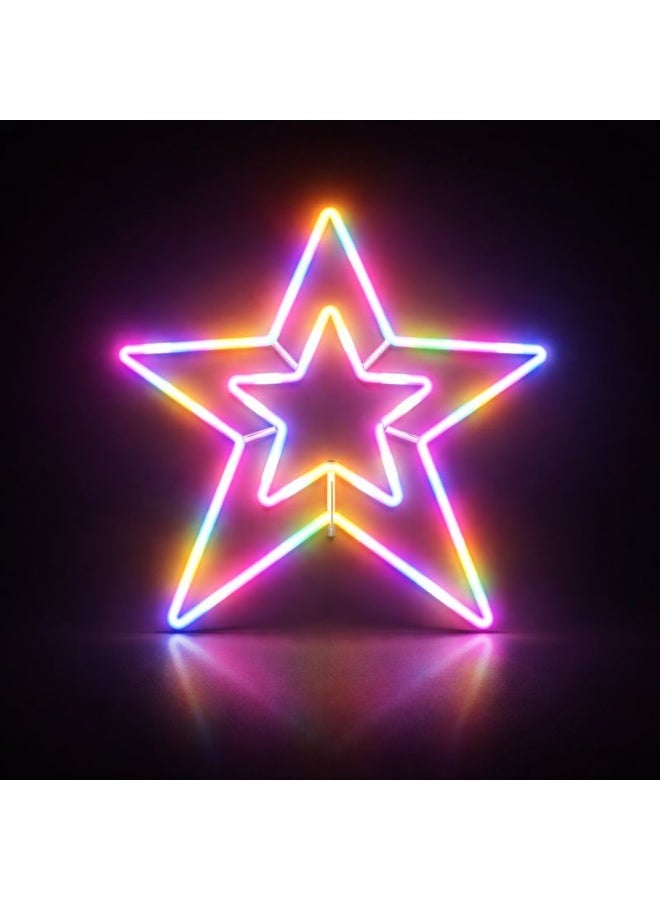 Home Care ضوء نيون LED مرن مزدوج على شكل نجمتين - شريط حائط RGB بطول 3 متر مع قابس 3 دبابيس بريطاني لتزيين المنزل والفعاليات - Image 5